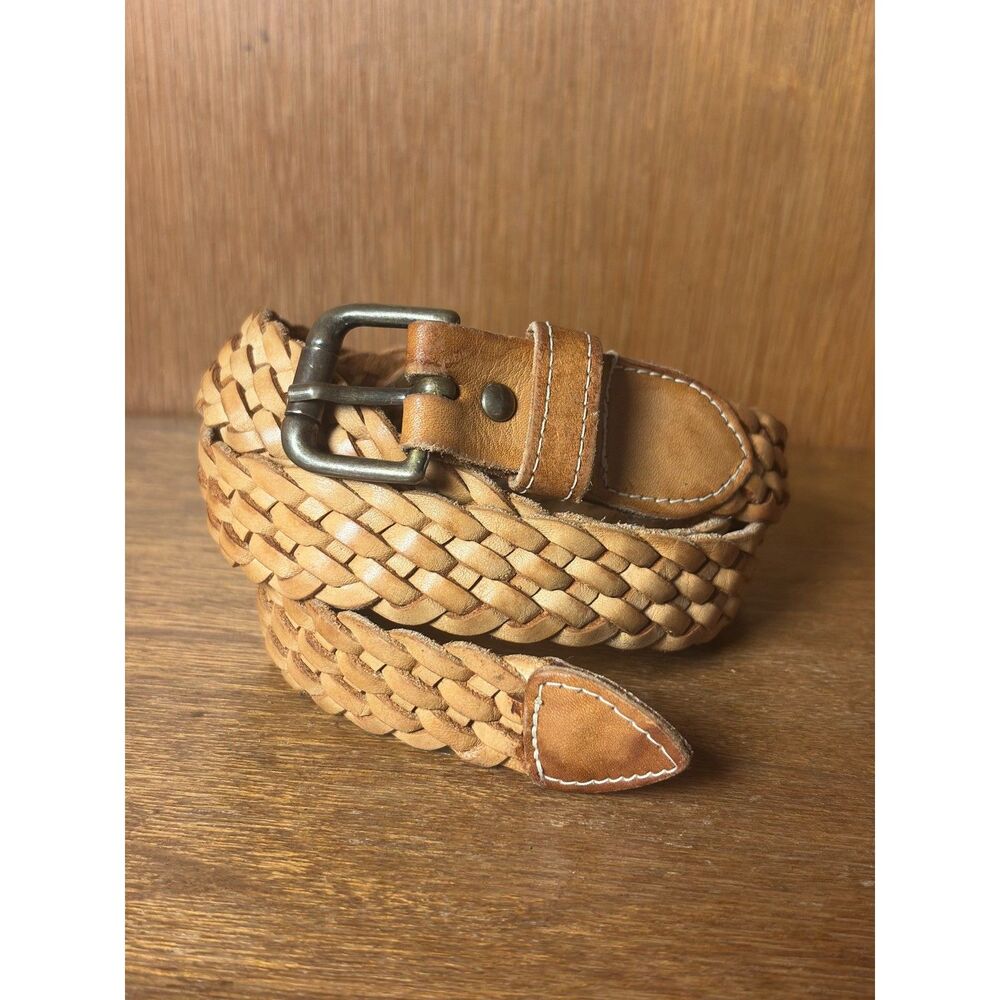 Vintage Outback Red Light Camel Braided Leather Belt sz Medium